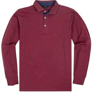 NWT Simply Southern Men's Classic Striped‎ Long Sleeve Polo Maroon Size XL